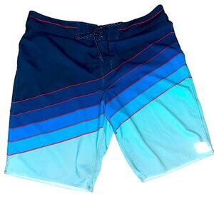 Billabong Platinum X North Point Retro Stripe Blue Boardshorts 34"W
